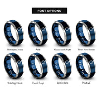 font options for inside engraving on blue & grey power button rings