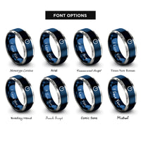 font options for inside engraving on blue & gray power button rings
