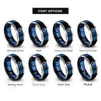 font options for inside engraving on blue & grey power button rings