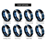 font options for inside engraving on blue & silver power button rings