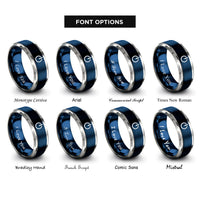 font options for inside engraving on blue & silver power button rings