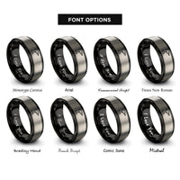font options for inside engraving on black & silver power drill rings