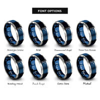 font options for inside engraving on blue & grey power drill rings