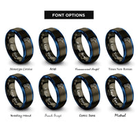 font options for inside engraving on gunmetal & blue power drill rings