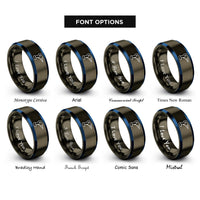 font options for inside engraving on gunmetal & blue power drill rings