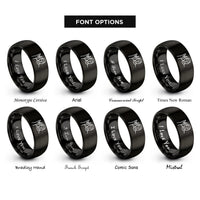 font options for inside engraving on black power horns rings