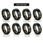 font options for inside engraving on gunmetal & blue power outlet rings
