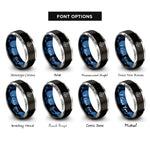 font options for inside engraving on black & blue & silver power play rings