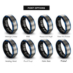 font options for inside engraving on black & blue & gray power play rings