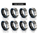font options for inside engraving on black & blue & gray power play rings