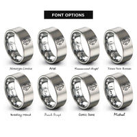 font options for inside engraving on silver power play rings