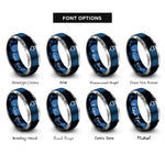 font options for inside engraving on blue & silver power plug rings