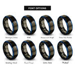 font options for inside engraving on gunmetal & blue power plug rings