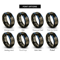 font options for inside engraving on gunmetal & blue power plug rings