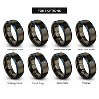 font options for inside engraving on gunmetal & blue power plug rings