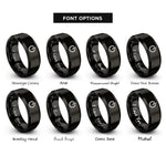 font options for inside engraving on black power symbol rings