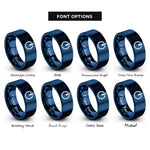 font options for inside engraving on blue power symbol rings