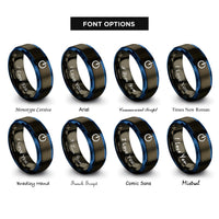 font options for inside engraving on gunmetal & blue power symbol rings