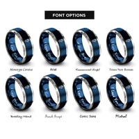 font options for inside engraving on blue & grey powered exoskeleton hand rings