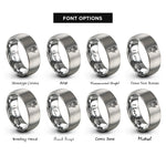 font options for inside engraving on grey powered exoskeleton hand rings