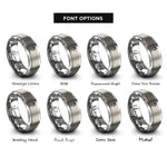 font options for inside engraving on silver powered exoskeleton hand rings