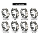 font options for inside engraving on gray powered exoskeleton hand rings