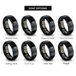 font options for inside engraving on gunmetal & blue powered exoskeleton hand rings