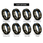 font options for inside engraving on gunmetal & blue powered exoskeleton hand rings