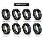 font options for inside engraving on gunmetal & blue powered paraglider paramotor rings