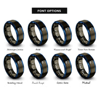 font options for inside engraving on gunmetal & blue powered paraglider paramotor rings