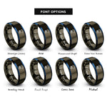 font options for inside engraving on gunmetal & blue powered paraglider paramotor rings