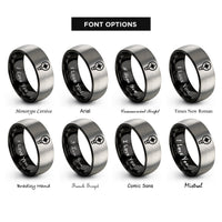 font options for inside engraving on black & gray pozidriv rings