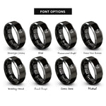 font options for inside engraving on black & silver ppe required rings