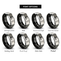 font options for inside engraving on black & silver practice mute rings