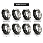 font options for inside engraving on black & grey practice pad sticks rings