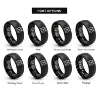 font options for inside engraving on black practice pad sticks rings