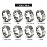 font options for inside engraving on silver practice pad sticks rings