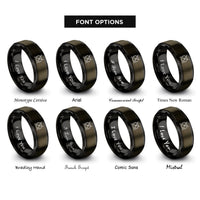 font options for inside engraving on gunmetal & black practice pad sticks rings