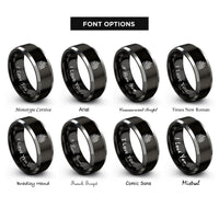 font options for inside engraving on black & grey prague castle rings