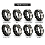 font options for inside engraving on black & silver prancing dressage horseshoe rings