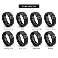 font options for inside engraving on black prancing dressage horseshoe rings
