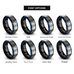 font options for inside engraving on black & blue & gray prawn rings