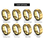 font options for inside engraving on black & gold prayer halo rings