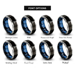 font options for inside engraving on black & blue & gray prayer hands rings