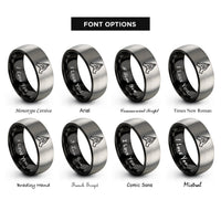font options for inside engraving on black & silver prayer hands rings
