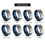 font options for inside engraving on blue & silver prayer hands rings