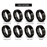 font options for inside engraving on black prayer rug pattern rings