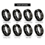 font options for inside engraving on black & gray praying hands rings