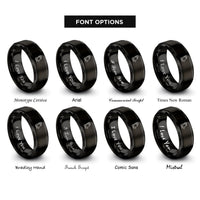 font options for inside engraving on black praying hands rings