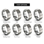 font options for inside engraving on grey praying hands rings